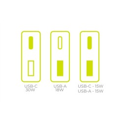Incarcator retea GaN Mobile Origin Slim MO16, USB/USB-C, 30W, Alb