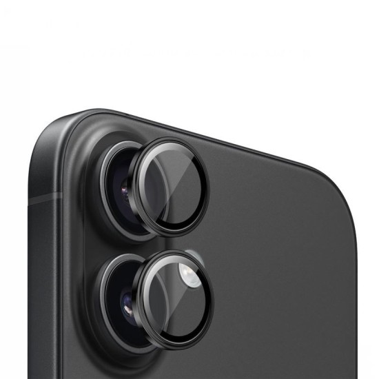 Set 2 protectii sticla camera foto Mobile Origin Sapphire Lens Guards compatibil cu iPhone 16 / 16 Plus Black (Ingredi, SALG-i16-BLK) by www.silkase.ro