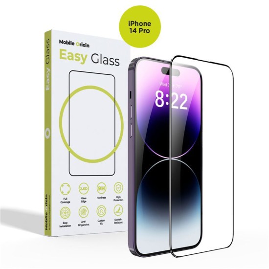 Folie sticla Mobile Origin EasyGlass compatibila cu iPhone 14 Pro Black (Ingredi, FRL-EG-i14Pro) by www.silkase.ro