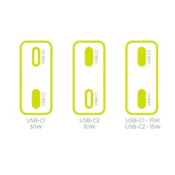 Incarcator retea GaN Mobile Origin Slim MO18, 2 x USB-C, 30W, Alb