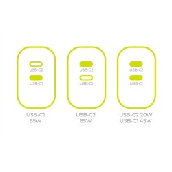 Incarcator de retea Mobile Origin GaN 65W certificat TUV cu 2 porturi USB-C