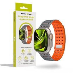 MOBILE ORIGIN Curea Magnetică Apple Watch 49/46/45/44mm (Ultra 3-1/Seria 11), Gri/Portocaliu