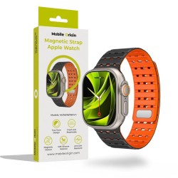 MOBILE ORIGIN Curea Magnetică Apple Watch 49/46/45/44mm (Ultra 3-1/Seria 11), Negru/Portocaliu