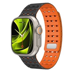 MOBILE ORIGIN Curea Magnetică Apple Watch 49/46/45/44mm (Ultra 3-1/Seria 11), Negru/Portocaliu
