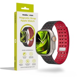 MOBILE ORIGIN Curea Magnetică Apple Watch 49/46/45/44mm (Ultra 3-1/Seria 11), Negru/Roșu