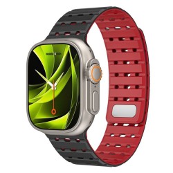 MOBILE ORIGIN Curea Magnetică Apple Watch 49/46/45/44mm (Ultra 3-1/Seria 11), Negru/Roșu