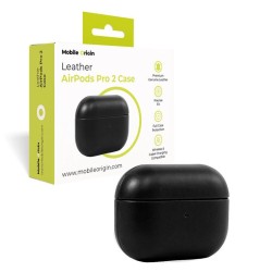 Husa din piele pentru AirPods Pro 2, Mobile Origin, neagra, 67x55x28mm