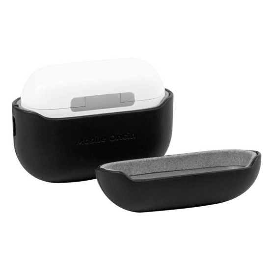 Husa din piele pentru AirPods Pro 2, Mobile Origin, neagra, 67x55x28mm (Ingredi, LC-APP-BLK-01) by www.silkase.ro