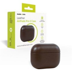 Husa din piele pentru AirPods Pro 2, Mobile Origin, maro, 67x55x28mm