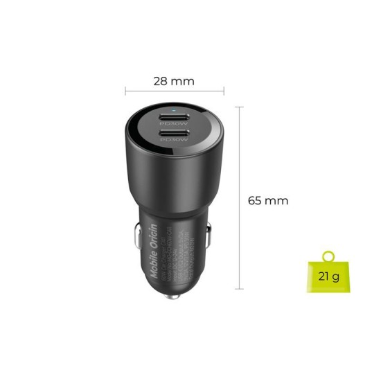 Incarcator auto Mobile Origin 60W cu 2 porturi USB-C, CA11 (Mobile Origin, Ingredi) by www.silkase.ro Incarcator auto Mobile Origin 60W cu 2 porturi USB-C, CA11 (Suport auto, MO-CCH60W-CA11) by www.silkase.ro