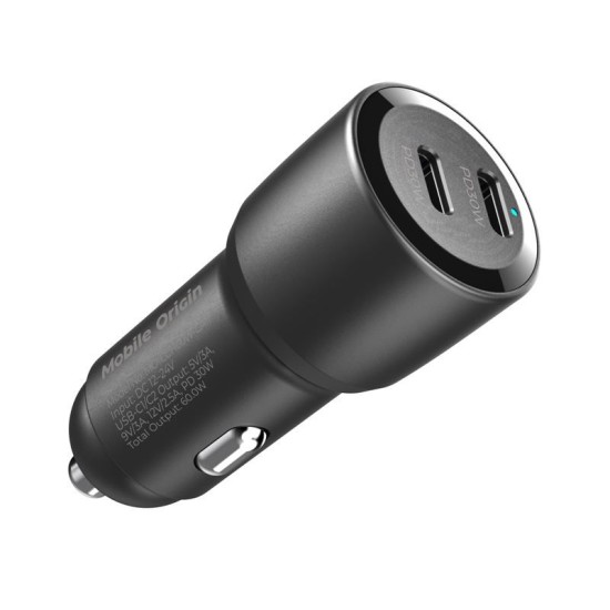 Incarcator auto Mobile Origin 60W cu 2 porturi USB-C, CA11 (Mobile Origin, Ingredi) by www.silkase.ro Incarcator auto Mobile Origin 60W cu 2 porturi USB-C, CA11 (Suport auto, MO-CCH60W-CA11) by www.silkase.ro