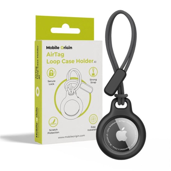 Suport tip breloc Mobile Origin Loop pentru Apple AirTag, negru (Mobile Origin, Ingredi) by www.silkase.ro Suport tip breloc Mobile Origin Loop pentru Apple AirTag, negru (Ingredi, MO-ALCH-BLK-A1) by www.silkase.ro