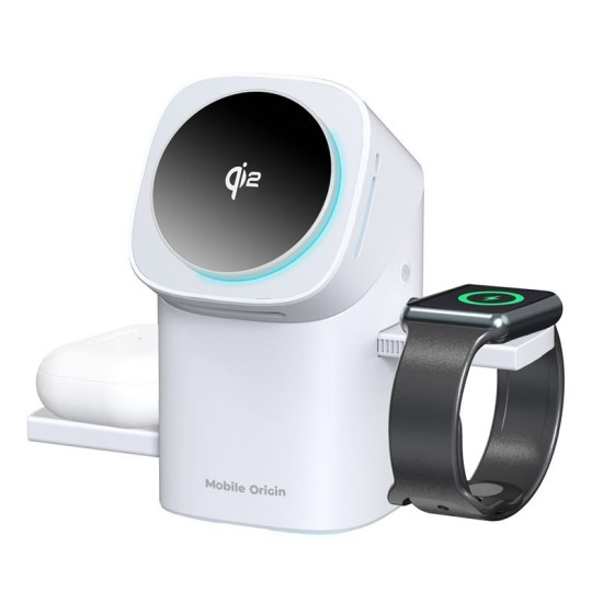 Statie de incarcare wireless 3 in 1 Mobile Origin PW11 cu tehnologie Qi2, alba (Mobile Origin, Ingredi) by www.silkase.ro Statie de incarcare wireless 3 in 1 Mobile Origin PW11 cu tehnologie Qi2, alba (Incarcatoare, WCHS-PW11-WHT) by www.silkase.ro