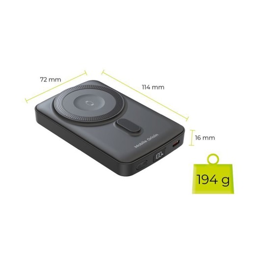 Baterie externa magnetica wireless Mobile Origin 10000mAh PB9 (Baterii Externe, MO-WMP-PB9) by www.silkase.ro