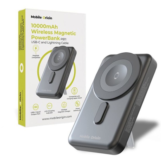 Baterie externa magnetica wireless Mobile Origin 10000mAh cu cabluri USB-C si Lightning integrate PB11 (Mobile Origin, Ingredi) by www.silkase.ro Baterie externa magnetica wireless Mobile Origin 10000mAh cu cabluri USB-C si Lightning integrate PB11 (Baterii Externe, MO-WMP-PB11) by www.silkase.ro