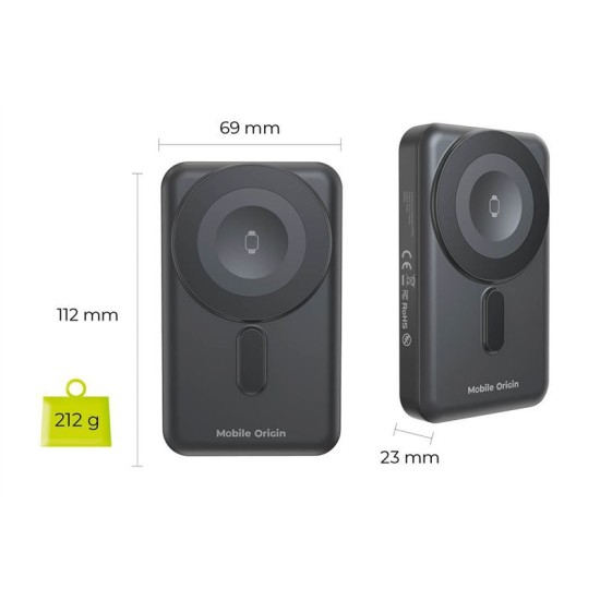 Baterie externa magnetica wireless Mobile Origin 10000mAh cu cabluri USB-C si Lightning integrate PB11 (Mobile Origin, Ingredi) by www.silkase.ro Baterie externa magnetica wireless Mobile Origin 10000mAh cu cabluri USB-C si Lightning integrate PB11 (Baterii Externe, MO-WMP-PB11) by www.silkase.ro