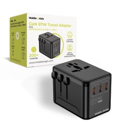 Adaptor de voiaj universal Mobile Origin GaN 67W cu 3x USB-C si 1x USB-A
