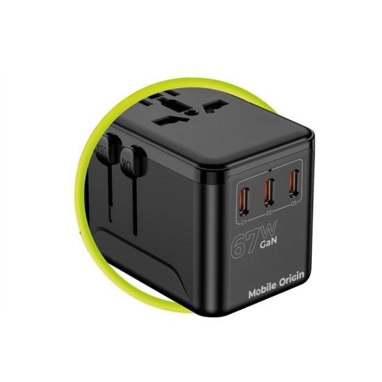 Adaptor de voiaj universal Mobile Origin GaN 67W cu 3x USB-C si 1x USB-A (Mobile Origin, Ingredi) by www.silkase.ro Adaptor de voiaj universal Mobile Origin GaN 67W cu 3x USB-C si 1x USB-A (Incarcatoare, MO-TRA67-PW5) by www.silkase.ro
