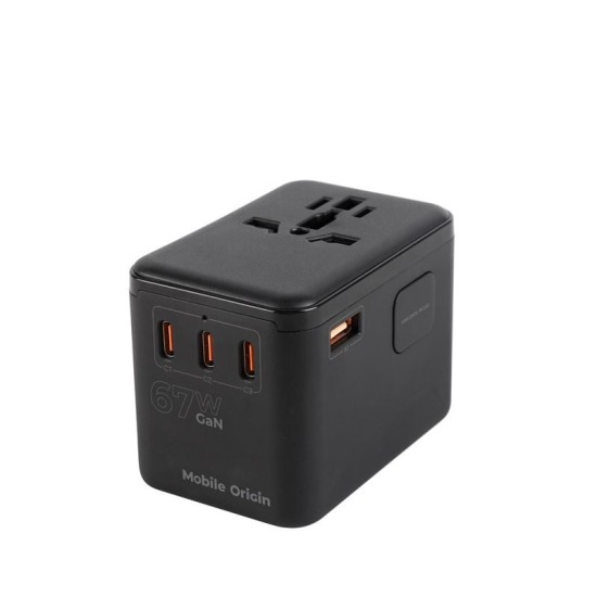 Adaptor de voiaj universal Mobile Origin GaN 67W cu 3x USB-C si 1x USB-A (Mobile Origin, Ingredi) by www.silkase.ro Adaptor de voiaj universal Mobile Origin GaN 67W cu 3x USB-C si 1x USB-A (Incarcatoare, MO-TRA67-PW5) by www.silkase.ro