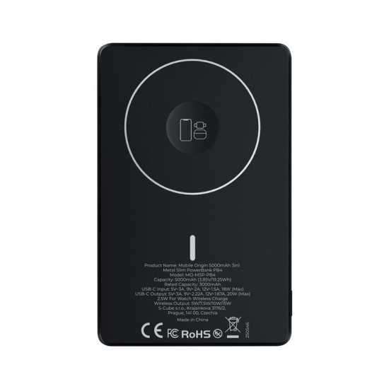 Baterie externa metalica slim 3 in 1 Mobile Origin 5000mAh PB4 (Baterii Externe, MO-MSP-PB4) by www.silkase.ro