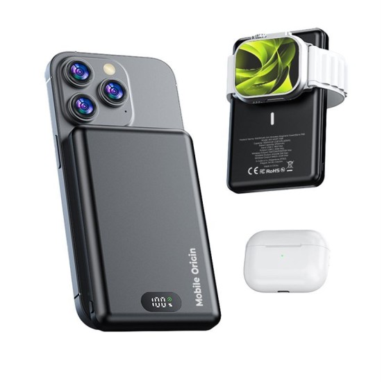 Baterie Externă Mobile Origin PowerBank 10000mAh, 3în1 Wireless Magnetică PB8 Baterie Externă Mobile Origin PowerBank 10000mAh, 3în1 Wireless Magnetică PB8 (Baterii Externe, MO-WMP-PB8) by www.silkase.ro