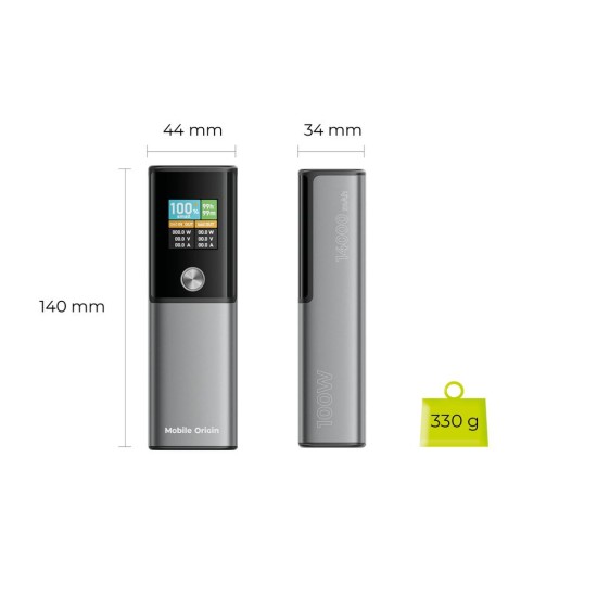 Baterie Externă Mobile Origin 100W PD 14000mAh cu Display PB12 - USB-C + USB-A Baterie Externă Mobile Origin 100W PD 14000mAh cu Display PB12 - USB-C + USB-A (Baterii Externe, MO-100WPD-PB12) by www.silkase.ro