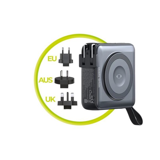 Baterie externa si incarcator voiaj Mobile Origin, cabluri integrate, compatibil MagSafe, negru (Mobile Origin, Ingredi) by www.silkase.ro Baterie externa si incarcator voiaj Mobile Origin, cabluri integrate, compatibil MagSafe, negru (Baterii Externe, PBT-03L-BLK) by www.silkase.ro