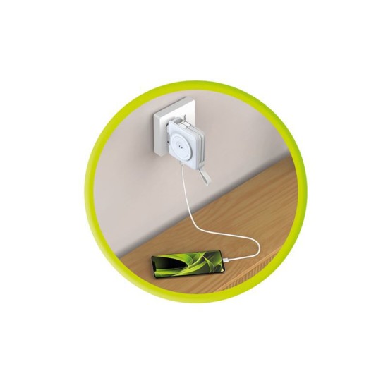 Baterie externa si incarcator voiaj Mobile Origin, cabluri integrate, compatibil MagSafe, alb (Baterii Externe, PBT-03L-WHT) by www.silkase.ro