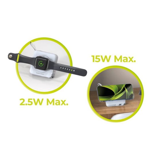 Baterie externa si incarcator voiaj Mobile Origin, cabluri integrate, compatibil MagSafe, alb (Baterii Externe, PBT-03L-WHT) by www.silkase.ro
