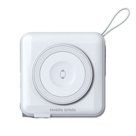 Baterie externa si incarcator voiaj Mobile Origin, cabluri integrate, compatibil MagSafe, alb (Baterii Externe, PBT-03L-WHT) by www.silkase.ro