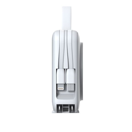 Baterie externa si incarcator voiaj Mobile Origin, cabluri integrate, compatibil MagSafe, alb (Baterii Externe, PBT-03L-WHT) by www.silkase.ro