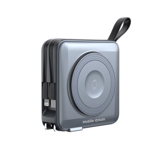 Baterie externa si incarcator voiaj Mobile Origin, cabluri integrate, compatibil MagSafe, gri (Mobile Origin, Ingredi) by www.silkase.ro Baterie externa si incarcator voiaj Mobile Origin, cabluri integrate, compatibil MagSafe, gri (Baterii Externe, PBT-03L-GRY) by www.silkase.ro