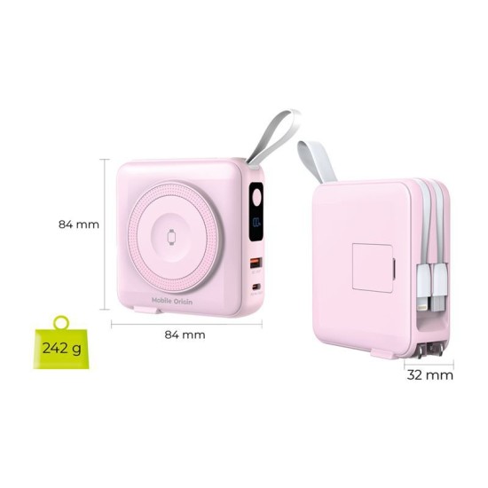 Baterie externa si incarcator voiaj Mobile Origin, cabluri integrate, compatibil MagSafe, roz (Mobile Origin, Ingredi) by www.silkase.ro Baterie externa si incarcator voiaj Mobile Origin, cabluri integrate, compatibil MagSafe, roz (Baterii Externe, PBT-03L-PNK) by www.silkase.ro