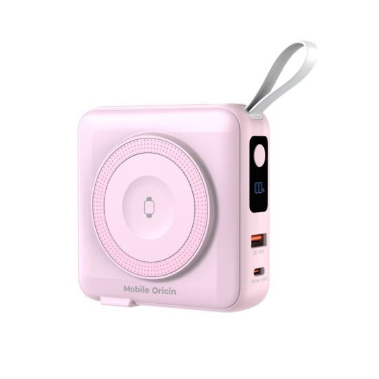 Baterie externa si incarcator voiaj Mobile Origin, cabluri integrate, compatibil MagSafe, roz (Mobile Origin, Ingredi) by www.silkase.ro Baterie externa si incarcator voiaj Mobile Origin, cabluri integrate, compatibil MagSafe, roz (Baterii Externe, PBT-03L-PNK) by www.silkase.ro