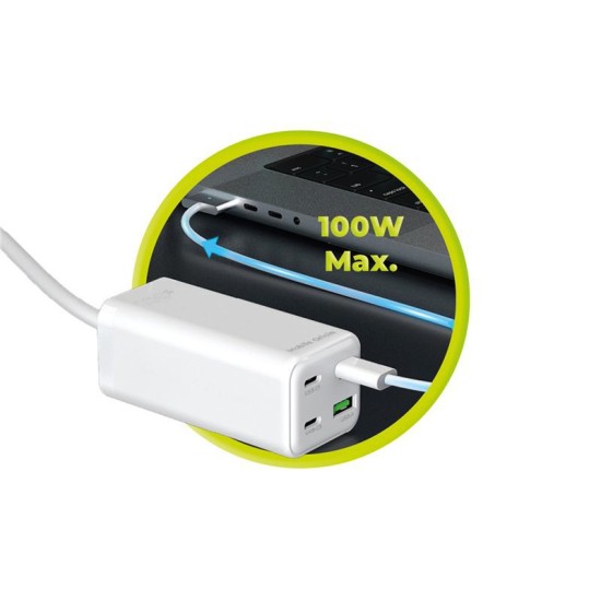 Incarcator compact MultiHub Mobile Origin GaN 100W cu 3x USB-C si 1x USB-A (Mobile Origin, Ingredi) by www.silkase.ro Incarcator compact MultiHub Mobile Origin GaN 100W cu 3x USB-C si 1x USB-A (Incarcatoare, MO-100CMH-PW18) by www.silkase.ro