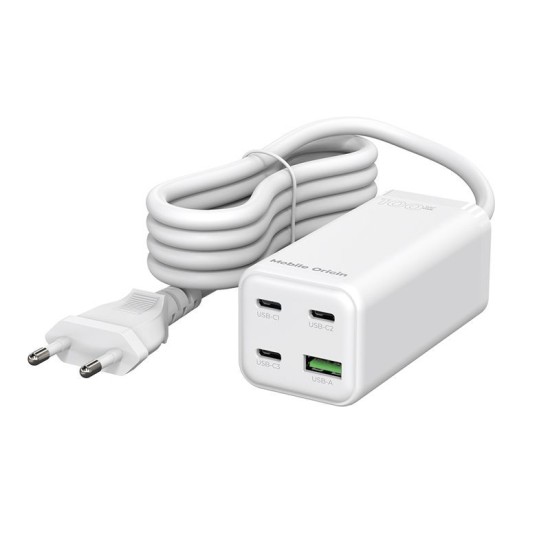 Incarcator compact MultiHub Mobile Origin GaN 100W cu 3x USB-C si 1x USB-A (Mobile Origin, Ingredi) by www.silkase.ro Incarcator compact MultiHub Mobile Origin GaN 100W cu 3x USB-C si 1x USB-A (Incarcatoare, MO-100CMH-PW18) by www.silkase.ro