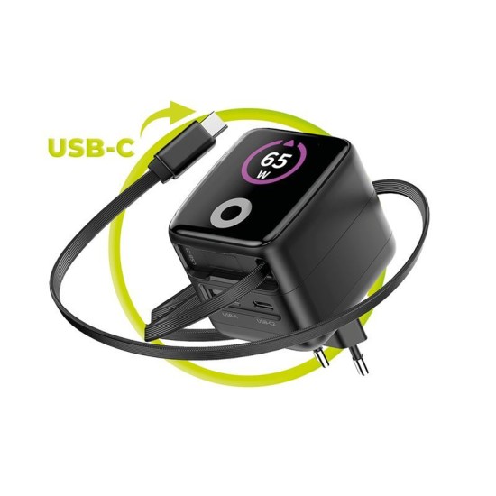 Încărcător GaN Mobile Origin PW3 65W cu Ecran, Cablu USB-C Retractabil, USB-C și USB-A Încărcător GaN Mobile Origin PW3 65W cu Ecran, Cablu USB-C Retractabil, USB-C și USB-A (Incarcatoare, MO-65WDCH-PW3) by www.silkase.ro