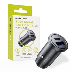 Incarcator auto metalic Mobile Origin 30W cu port USB-C si USB-A, CA12