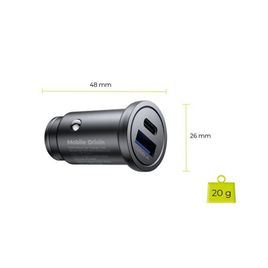Incarcator auto metalic Mobile Origin 30W cu port USB-C si USB-A, CA12 (Mobile Origin, Ingredi) by www.silkase.ro Incarcator auto metalic Mobile Origin 30W cu port USB-C si USB-A, CA12 (Incarcatoare Auto, MO-MCCH30W-CA12) by www.silkase.ro