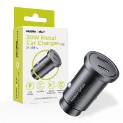 Incarcator auto metalic Mobile Origin 30W cu 2 porturi USB-C, CA13