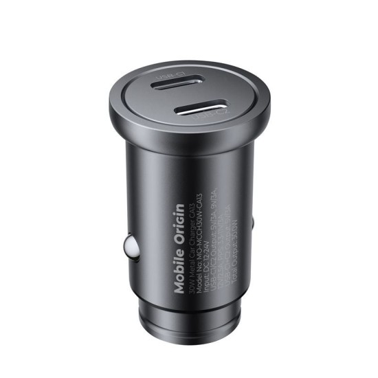 Incarcator auto metalic Mobile Origin 30W cu 2 porturi USB-C, CA13 (Incarcatoare Auto, MO-MCCH30W-CA13) by www.silkase.ro