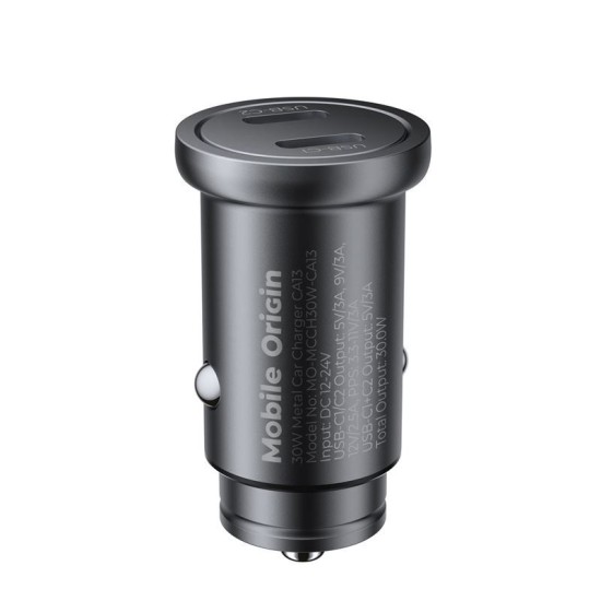 Incarcator auto metalic Mobile Origin 30W cu 2 porturi USB-C, CA13 (Incarcatoare Auto, MO-MCCH30W-CA13) by www.silkase.ro