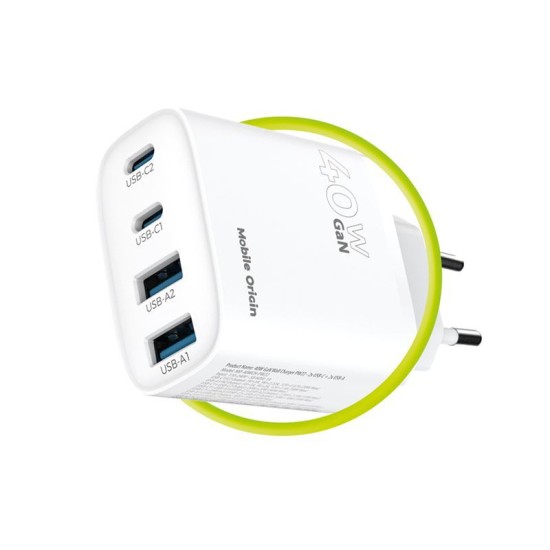 Incarcator de retea Mobile Origin GaN 40W cu 2x USB-C si 2x USB-A (Mobile Origin, Ingredi) by www.silkase.ro Incarcator de retea Mobile Origin GaN 40W cu 2x USB-C si 2x USB-A (Incarcatoare, MO-40WCH-PW22) by www.silkase.ro