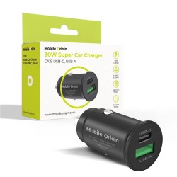 Încărcător Auto Rapid Mobile Origin 30W Super Car Charger CA19, Porturi USB-C și USB-A