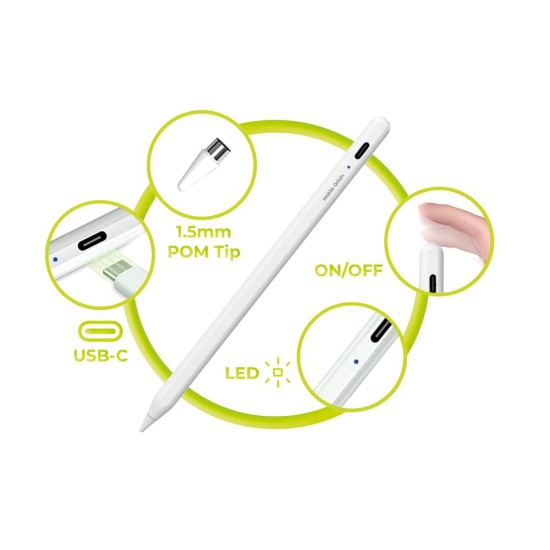 Stylus Pen Activ Universal Mobile Origin PE1, Conector USB-C, Alb Stylus Pen Activ Universal Mobile Origin PE1, Conector USB-C, Alb (Ingredi, MO-UAS-PE1) by www.silkase.ro