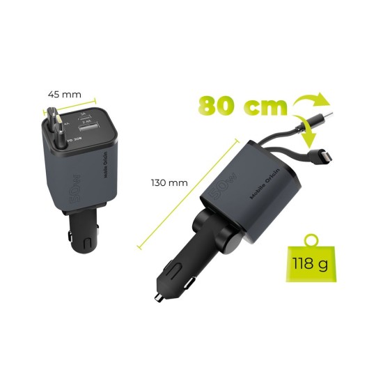 Încărcător Auto Mobile Origin 4in1 50W CA28 - USB-C, USB-A, Cablu USB-C și Lightning Încărcător Auto Mobile Origin 4in1 50W CA28 - USB-C, USB-A, Cablu USB-C și Lightning (Accesorii auto, MO-CCH-CA28) by www.silkase.ro