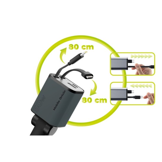 Încărcător Auto Mobile Origin 4in1 50W CA28 - USB-C, USB-A, Cablu USB-C și Lightning Încărcător Auto Mobile Origin 4in1 50W CA28 - USB-C, USB-A, Cablu USB-C și Lightning (Accesorii auto, MO-CCH-CA28) by www.silkase.ro