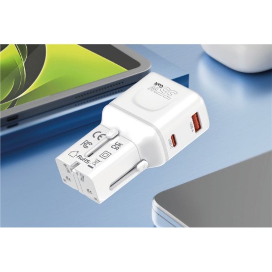 Adaptor de Călătorie Universal Mobile Origin PW25, 35W, Alb (EU/US/UK/AU) Adaptor de Călătorie Universal Mobile Origin PW25, 35W, Alb (EU/US/UK/AU) (Incarcatoare, MO-PW25-WHT) by www.silkase.ro