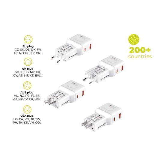 Adaptor de Călătorie Universal Mobile Origin PW25, 35W, Alb (EU/US/UK/AU) Adaptor de Călătorie Universal Mobile Origin PW25, 35W, Alb (EU/US/UK/AU) (Incarcatoare, MO-PW25-WHT) by www.silkase.ro