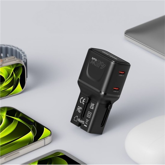 Adaptor de Călătorie Universal Mobile Origin, 45W, Prize EU/US/UK/AU, PW26, Negru Adaptor de Călătorie Universal Mobile Origin, 45W, Prize EU/US/UK/AU, PW26, Negru (Incarcatoare, MO-PW26-BLK) by www.silkase.ro